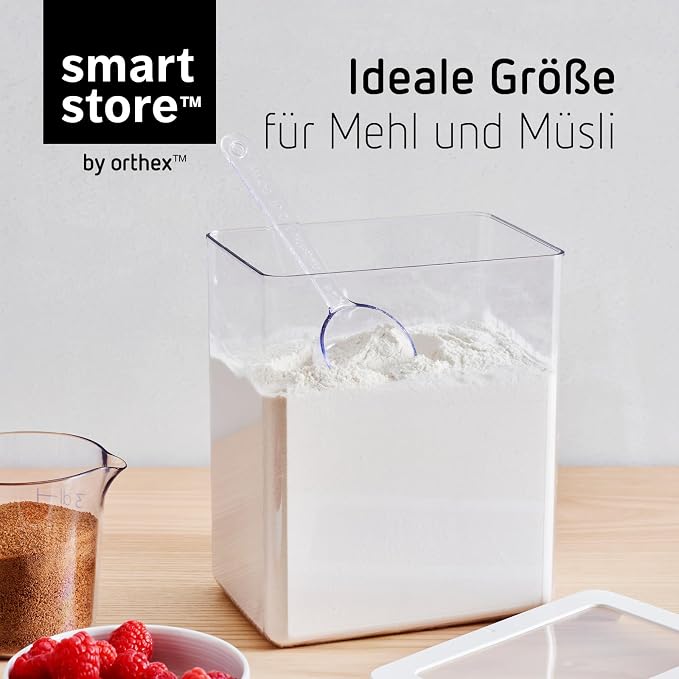 SmartStore Clear Airtight Dry Food Containers with Lids 3.5L Set of 4-20% Bio-based Plastic Storage Box with Lid, BPA Free, Dishwasher Safe - Stacking Kitchen Storage Containers - 12.5 x 18 x 20cm - Image 4