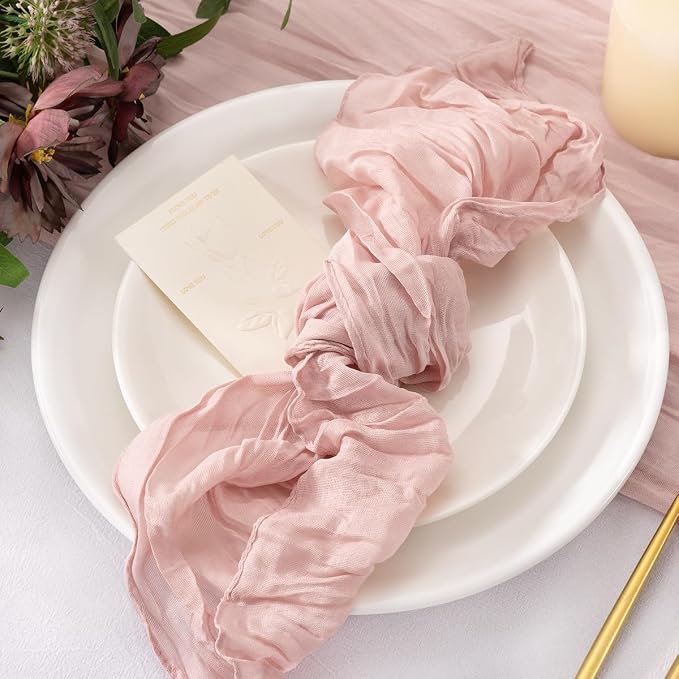 Dusty Pink Cheesecloth Napkins Pink Cloth Napkins Bulk,Set of 50 | 21''x21'',Washable Boho Table Gauze Fabric Napkins,for Wedding Baby Bridal Shower Dinner Party Decor - Image 5