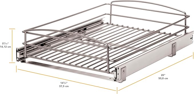 Knape & Vogt RS-MUB-14-FN 5 in. H x 15 in. W x 20 in. D Multi-Use Basket Silver Pull Out Cabinet Organizer, Frosted Nickel - Image 4
