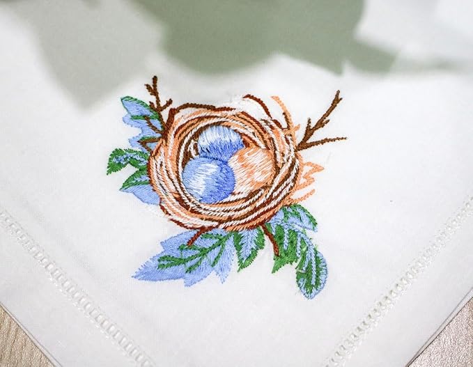 Embroidered Cloth Napkin Egg Nest Cotton Napkins (Set of 6, 18x18) – Charming, Eco-Friendly Dinner Napkins for Everyday Dining, Spring Celebrations & Gift Giving - Image 6