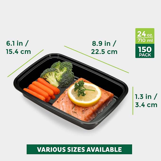 Freshware Meal Prep Containers [150 Pack] 1 Compartment Food Storage Containers with Lids, Bento Box, BPA Free, Stackable, Microwave/Dishwasher/Freezer Safe (24 oz) - Image 4