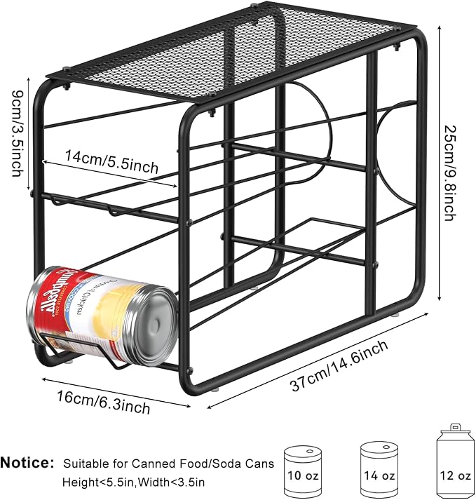 MOOACE 4 Pack Can Organizer for Pantry, Stackable Soda Can Dispenser Rack, Pantry Organizer Canned Food Storage Holder for Kitchen Refrigerator Cabinet, Black - Image 4