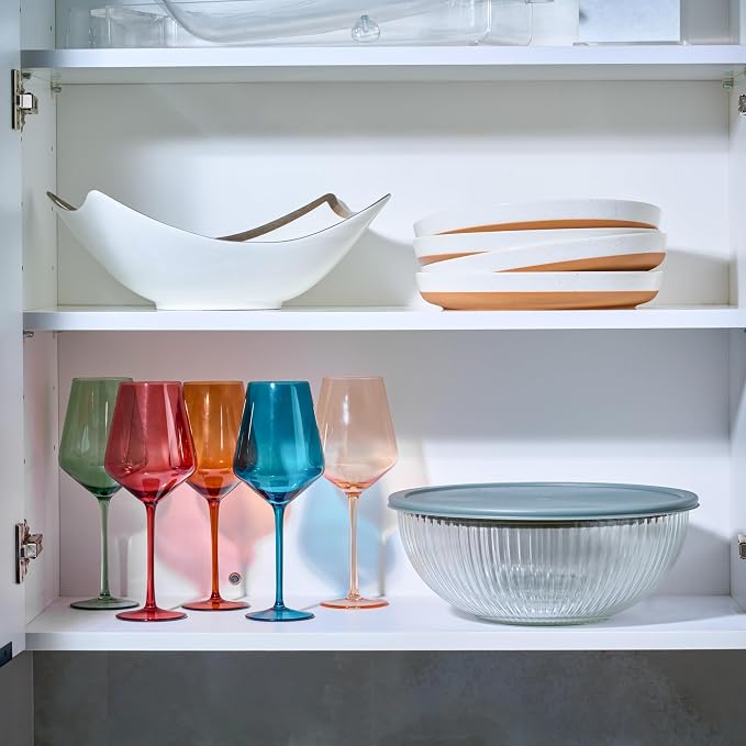 8pc Ribbed Glass Mixing Bowls with Leakproof Airtight Lids - BPA-Free Meal Prep Stackable Space Saving Nesting, Kitchen Baking Food Storage & Serving Containers - Microwave, Freezer, Dishwasher Safe. - Image 8