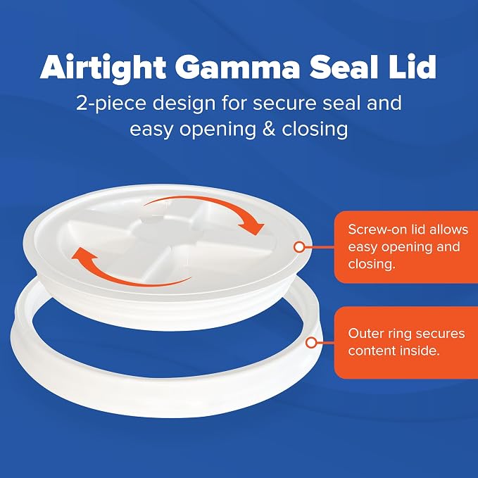 5 Gallon Bucket - Food Grade w/Lid BPA-Free, White/White, 60 | Airtight Gamma Seal Screw-On Lid, Heavy-Duty 90 Mil HDPE Plastic, Food Safe and Durable Container, Bulk Storage, Made in USA - Image 6
