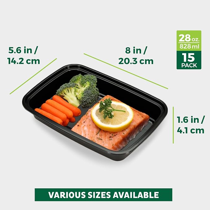 Freshware Meal Prep Containers 15 Count (Pack of 1) Compartment Food Storage Containers with Lids, Bento Box, BPA Free, Stackable, Microwave/Dishwasher/Freezer Safe (28 oz) (Color May Vary) - Image 4