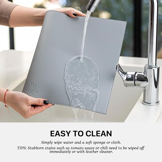 Baroyal Faux Leather Placemats Set of 4 Vinyl Washable Wipeable Table Mats for Kitchen Dining Table Heat Resistant Waterproof Modern Indoor/Outdoor Placemats Non-Slip Easy Clean Place Mats (Gray) - Image 4
