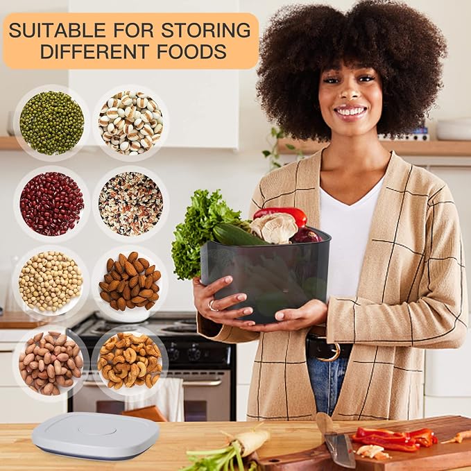 22-25 Lbs Rice Dispenser Storage Container | 10l /10.5 Qt Capacity, With Measuring Cup & Cleaning Brush, Kitchen Pantry Cereal & Pet & Laundry Pod Bin - Image 5