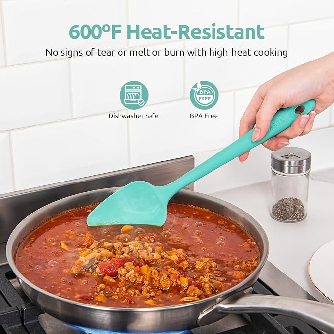 U-Taste Multicolors 18/8 Stainless Steel Measuring Cups and Spoons Set of 10 and Aqua Sky 600ºF High Heat-Resistant Silicone Spatula Set of 4 - Image 5