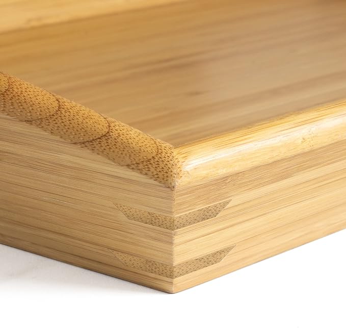 Totally Bamboo Butler's Serving Tray with Handles, Decorative Tray for Ottoman or Coffee Table, 23" x 15" - Image 5