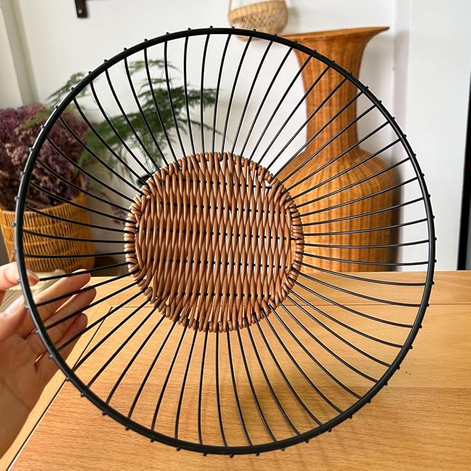 Set of 3 Stackable Metal Mesh Fruit Basket Bowl, Round Rust-Proof Breathable Wire Storage Organizer, Non-Slip Decorative Produce Holder for Kitchen Countertop, Store Fruits Veggies Snacks, Black - Image 5