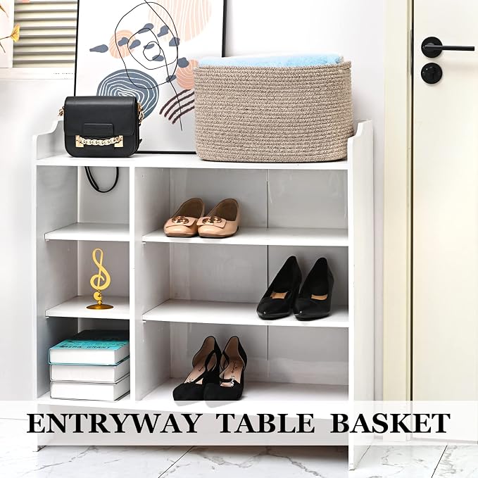 Cotton Rope Storage Baskets for Organizing 1Pack 15"x10"x9" Woven Baskets for Storage,Shelf Baskets Cube Storage Bins Towel Baskets for Bathroom,Toys Baskets Nursery Basket(Brown) - Image 8