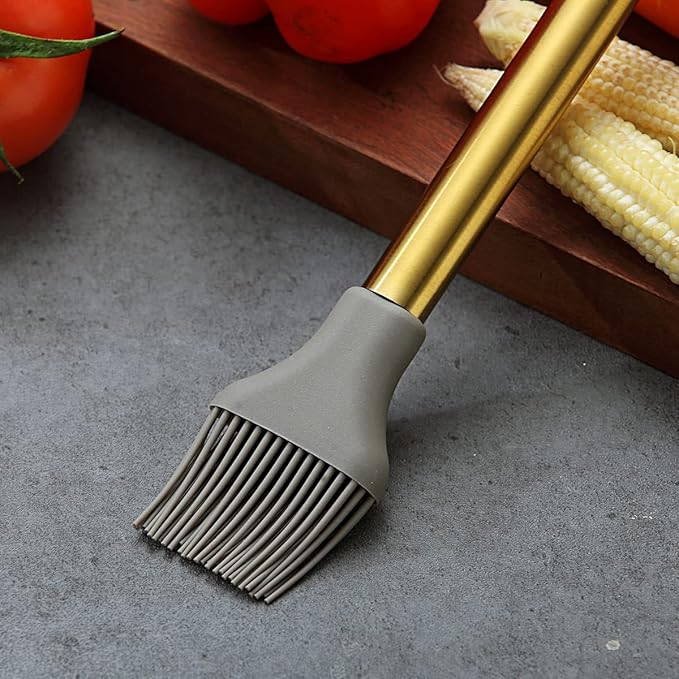 Gold Basting Brush, Berglander Non-stick Silicone Kitchen Brush For Cooking With Titanium Gold Plating Handle, Barbeque Brush, Pastry Brush, BBQ Brush, Dishwasher Safe, Easy to Clean - Image 5
