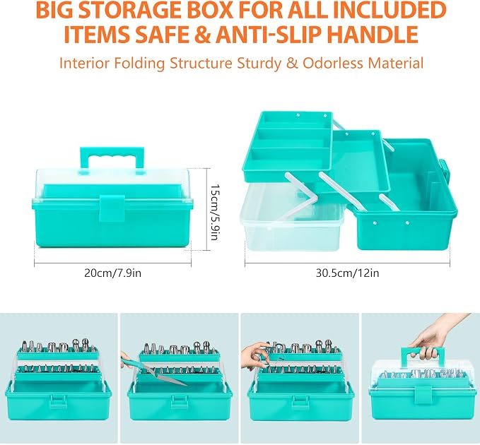 Cake Decorating Supplies Tools Kit: 358 pcs Baking Accessories with Storage Case - Piping Bags and Icing Tips Set - Puffs Christmas Cookie Cutters Cupcake Set for Beginners or Professional, Mint Green - Image 6