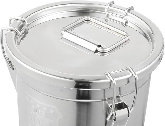 DYNAMI 304 Stainless Steel Containers With Lid,202oz Airtight Flour Container for Kitchen,5-10lbs Metal Airtight Canisters Milk Jug Coffee Bean Cookies Canisters w/Locking Clamp (6L/1.6Gal) - Image 6