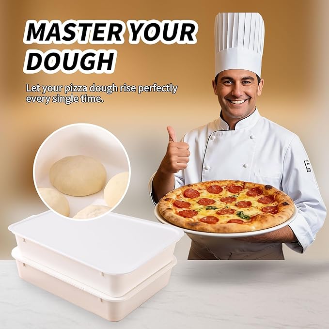 2 Pack Pizza Dough Proofing Box, Pizza Storage Container，Food Storage Containers with Lids，Pizza Pack Container Expandable，Bread Proofing Box，Stackable Commercial Quality Trays with Covers - Image 5