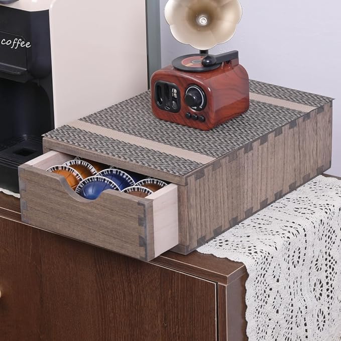 DDYURI Coffee Pod Holders 1-Layer 1-Drawer Dark Brown (CF1D1C-DK) by DDYURI