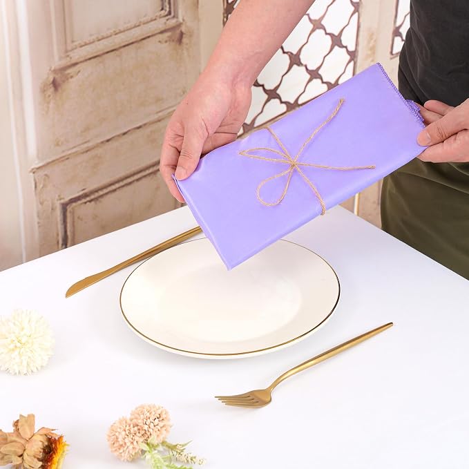 50 PCS Lavender Square Satin Cloth Napkins, 20 X 20 Inch | Soft Smooth, Washable Reusable, Silk Dinner Table Napkins Bulk, for Weddings Parties Banquets Dining and Restaurants - Image 6