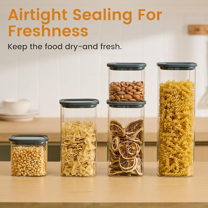 Glass Storage Jars with Lids, (0.78Qt-2.5Qt) 3 Pack | Borosilicate Glass, Glass Lid, Large Capacity Glass Food Storage for Pasta, Flour, Cereal, Cookies, Nuts, Coffee - Image 6