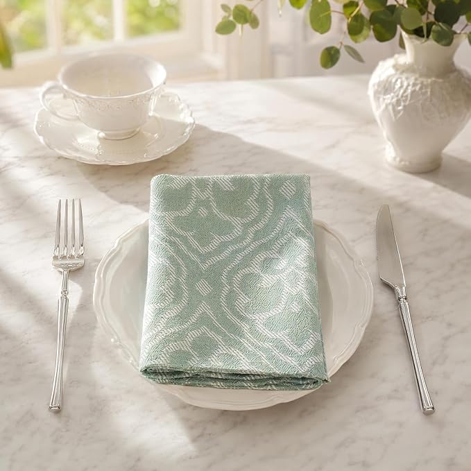 17x17 Green Elephant Cloth Napkins Set of 6 Washable Boho Decor by UWWGKK