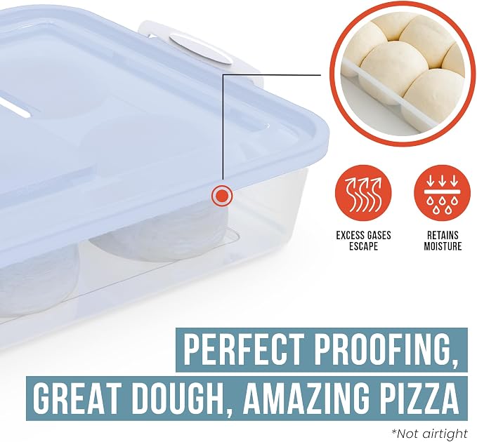 Chef Pomodoro Dough Proofing Box 14x11-In, 4-6 Proofing Balls, Blue 2-Pack | Household Pizza and Bread Dough Preparation Container With Lid, Featuring a Convenient Carry Handle for Easy Daily Carrying - Image 5