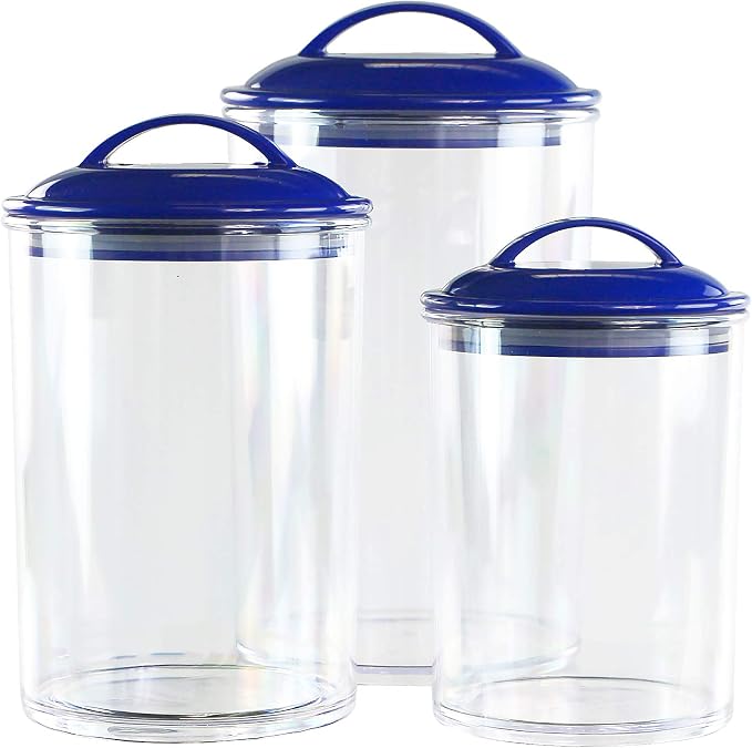 Food Storage Containers, BPA Free Airtight Canisters for Cereal, Pasta, Sugar, Coffee, Flour, Cookies, Loose Tea, for Kitchen Organization, Set of 3 by Reston Lloyd, Indigo - Image 3