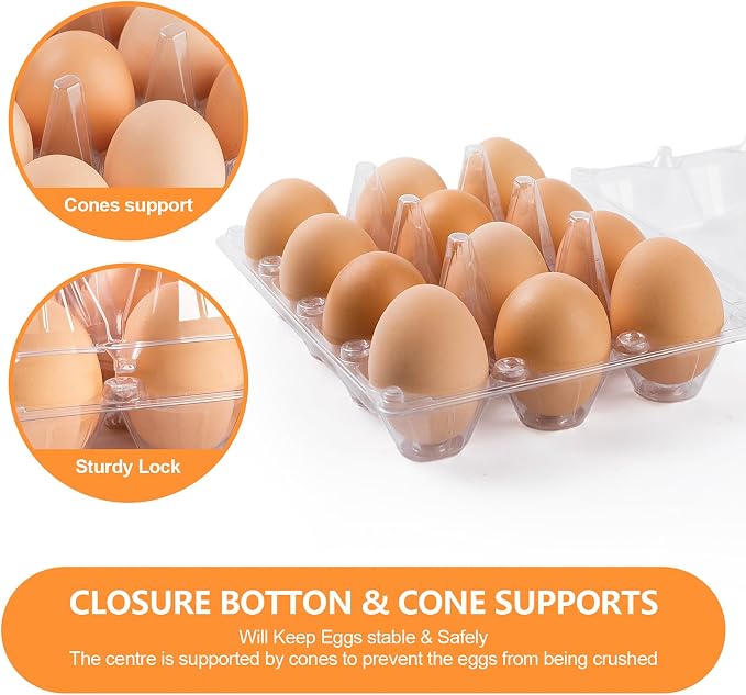 80 Pack Egg Cartons Cheap Bulk 12 Count, Clear Plastic Egg Cartons for Chicken Eggs, Reusable Egg Carton for Family, Chicken Farm, Markets Display - Medium Egg Holder, Egg Containers for Fresh Eggs - Image 4
