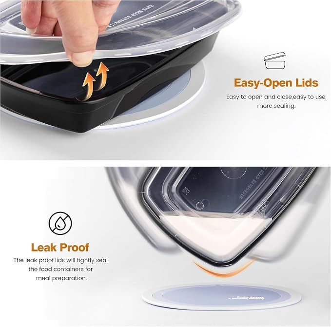 Glotoch Meal Prep Containers 1-Compartment with Lids 300 Pack 32oz, Disposable Plastic Food Storage Containers, Takeout & Restaurant, BPA-Free, Stackable, Microwave/Freezer/Dishwasher Safe - Image 2