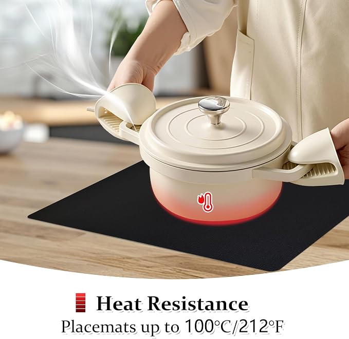 FROMHEART Faux Leather PU Placemats Set of 4 (Black,11.8" x 17") | Waterproof,Heat/Oil Stain-Resistant Table Mat–Reversible,Non-Slip,Easy to Clean Place Mats for Kitchen,Dining,Indoor/Outdoor - Image 5