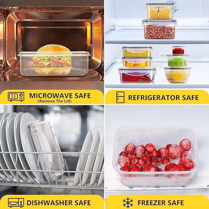 34 PCS Food Storage Containers Set with Airtight Lids (17 Lids &17 Containers) - BPA-Free Plastic Food Container for Kitchen Storage Organization, Fruit Meal-prep Containers with Labels & Marker - Image 6