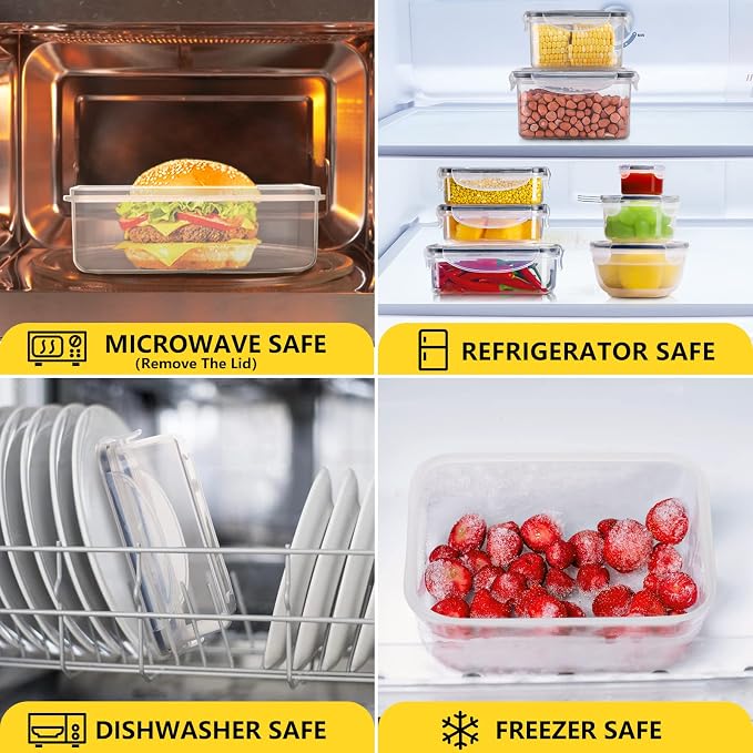 52 PCS Food Storage Containers Set with Airtight Lids (26 Lids &26 Containers) - BPA-Free Plastic Food Container for Kitchen Storage Organization, Salad Fruit Lunch Containers with Labels & Marker - Image 6