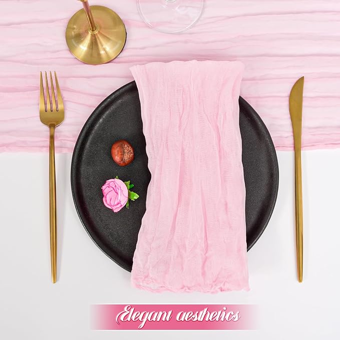 fani 60 Pack Gauze Cheesecloth Napkins, 20 x 20 in, Light Pink | Wrinkled Table Napkins, Soft Cotton, Rustic Decorative, Weddings, Party, Dinner Table, Everyday Use - Image 4