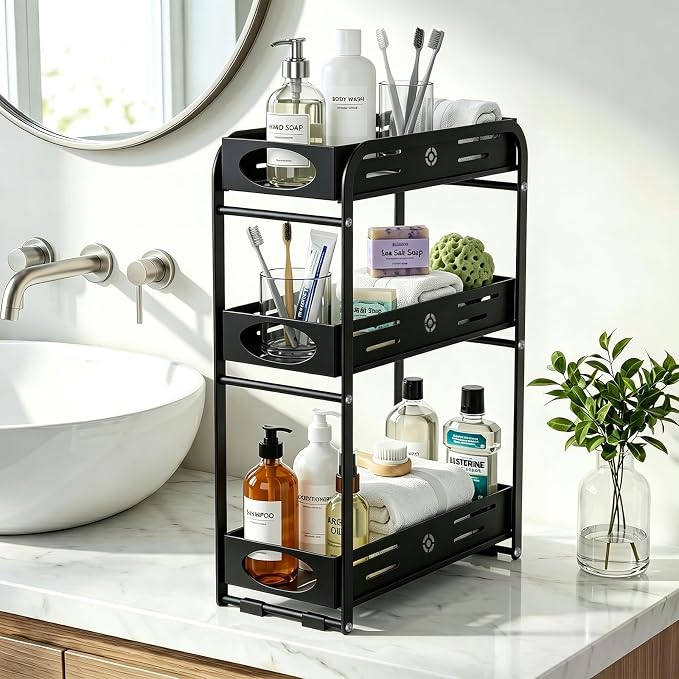 Aduanbang 3-Tier Counter Organizer Shelf, Metal Spice Rack for Kitchen, Vanity, Coffee Area and Home Office(Black, 3 Tier) - Image 7