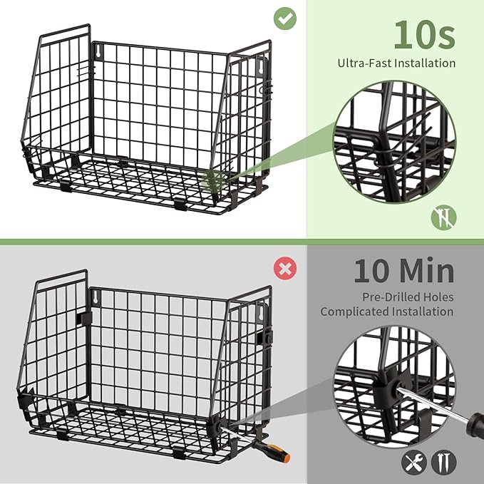 Hanging Fruit Basket for Kitchen, 3 Pack Vegetable Produce Basket | Wall Mounted & Countertop Wire Storage Basket for Potato Onion Fruits Vegetables, Pantry Organizers Storage - Image 3