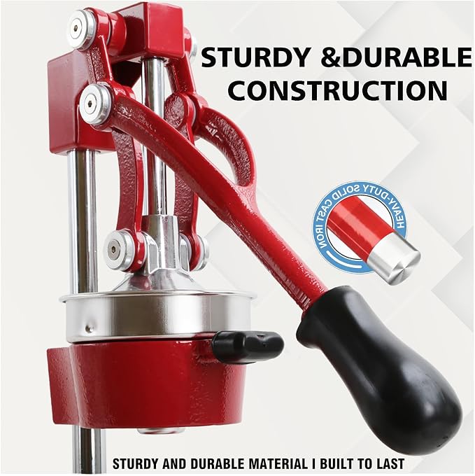 Kitchen Cast Iron Juicer - Easy-to-Clean Heavy-Duty Manual Juicer, Professional Citrus Juicer - Stainless Steel Lemon Squeezer - Manual Citrus Press & Orange Squeezer - Orange Juicer (Red) - Image 4
