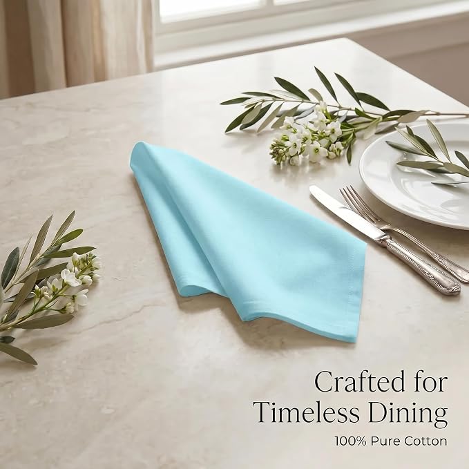 Urban Villa Cloth Napkins Cotton 20x20 (Set of 12) Aqua - Image 8