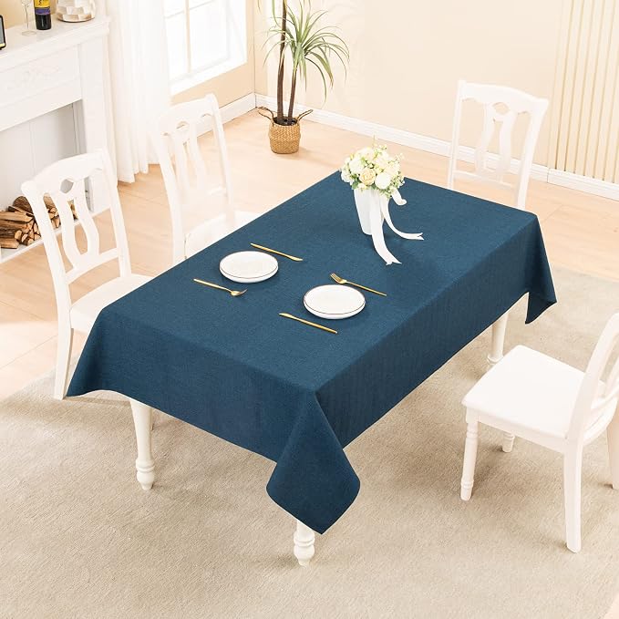 BALCONY & FALCON Rectangle Table Cloth Waterproof Navy Blue 63"x47" | Rectangular Washable Wrinkle Resistant Table Cloth Linen Fabric Tablecloths for Dining Party Kitchen Wedding and Outdoor Use - Image 5