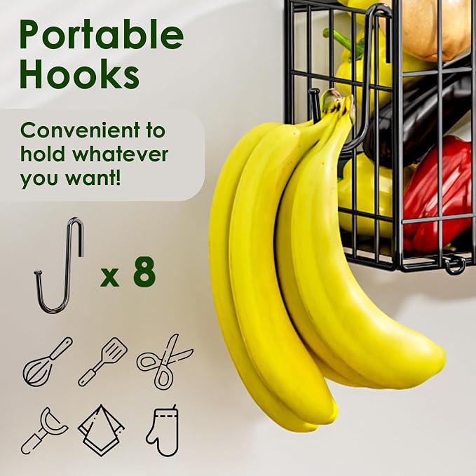 4-Pack Magnetic Fridge Shelf, Black Fruit Basket Potato Storage | Magnetic Shelf Refrigerator Organizer for Fruit & Veggie, Potato Onion Storage Bin; Multi-Use For Kitchen, Pantry & Laundry - Image 5