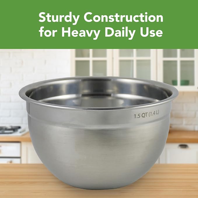 Tovolo Stainless Steel Mixing Bowls, 1.5 Qt - Metal Nesting Mixing Bowl with Rounded Lip for Easy Pour & Minimal Mess - Large & Small Dishwasher Safe Kitchen Supplies for Prep & Cooking (Pack of 8) - Image 2
