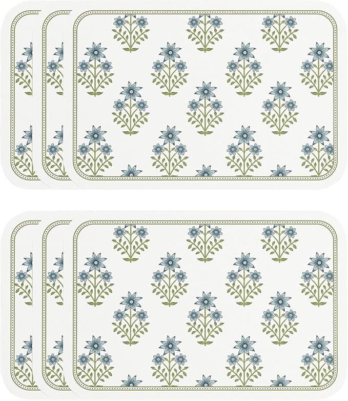 Vinyl Waterproof Placemats Set of 6 Rectangular,12"*17"-Mosella B | Wipeable Beautiful Print Place Mats,Stain Resistant,Heat Resistant,Everyday Meals,Kitchen,Dinning,Holiday,Decor by Isaennehomedecoration