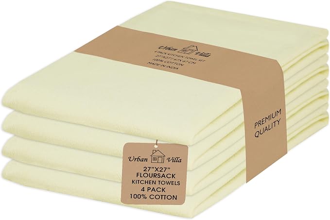 Urban Villa Kitchen Towels Cotton Dish Towels 27”x27” (Set of 4) Ivory by CottonTrends