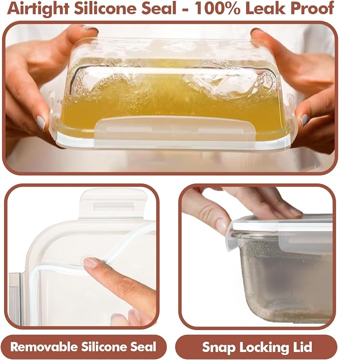 Razab 16 Pc (Set of 8) 30 Oz Glass Meal Prep Containers with Lids, Airtight Large Glass Food Storage Containers, Reusable Leak Proof BPA Free, Freezer to Oven and Dishwasher Safe - Image 4