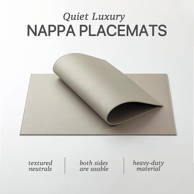 Baroyal Faux Leather Placemats Set of 12 Vinyl Washable Wipeable Table Mats for Kitchen Dining Table Heat Resistant Waterproof Indoor/Outdoor Placemats Non-Slip Easy Clean Place Mats-Almond Birch - Image 2