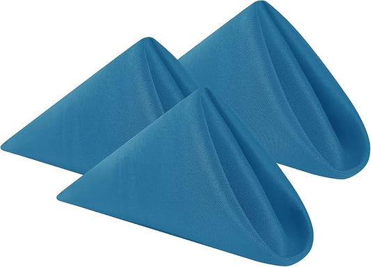 Cloth Napkins 20x20 inch Washable Polyester Dinner Napkins Soft Table Napkins for Wedding Party Dining Banquet(Mediterranean Blue,100PCS) by Cupuamon