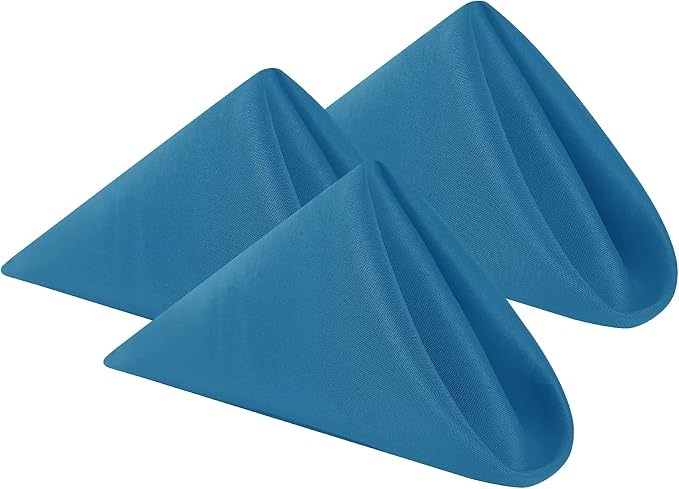 Cloth Napkins 20x20 inch Washable Polyester Dinner Napkins Soft Table Napkins for Wedding Party Dining Banquet(Mediterranean Blue,25PCS) by Cupuamon