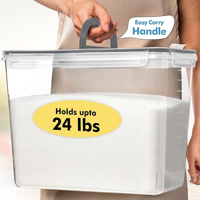 Shazo 2 PC (11L | 372 oz) Flour Sugar Storage Containers with Spout Lid & Easy Carry Handle - BPA Free Extra Large Airtight Food Storage Containers with Lids - Rice Canisters Sets for Kitchen & Pantry - Image 5