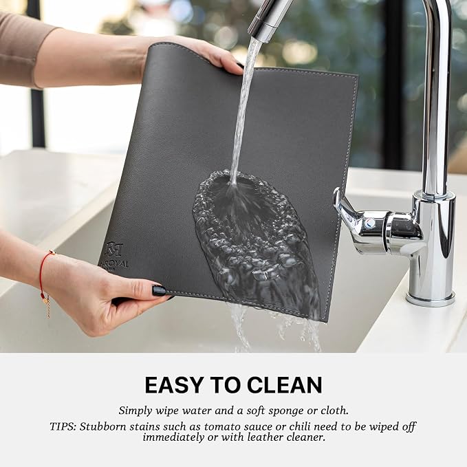 Baroyal Faux Leather Placemats Set of 6 Vinyl Washable Wipeable Table Mats for Kitchen Dining Table Heat Resistant Waterproof Modern Indoor/Outdoor Placemats Non-Slip Easy Clean Place Mats (Dark Gray) - Image 4