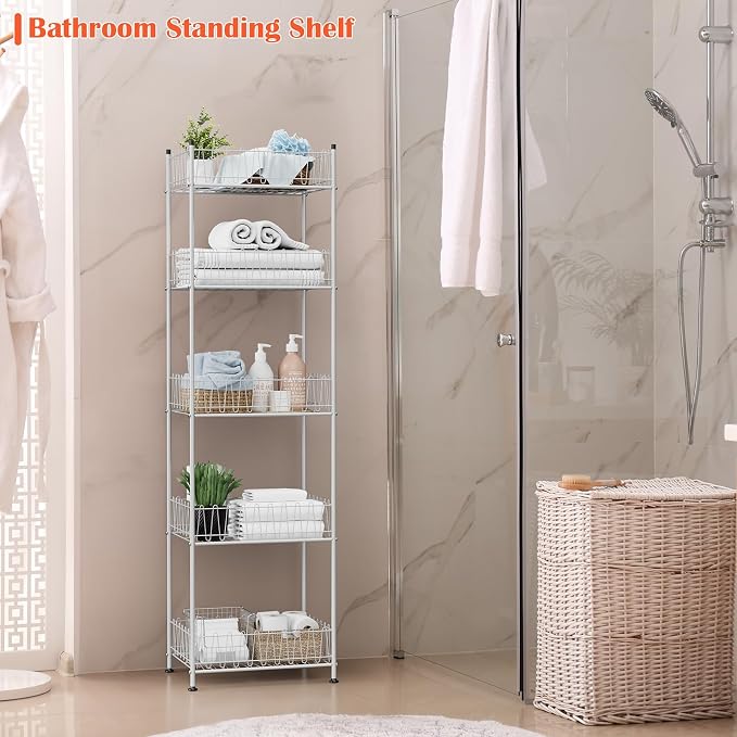 smusei 5 Tier Water Bottle Storage Rack Metal Bottled Water Organizer for Floor Beverage Holder Stand for Floor, Drink Shelf for Kitchen Living Room, Space Saver - Image 7
