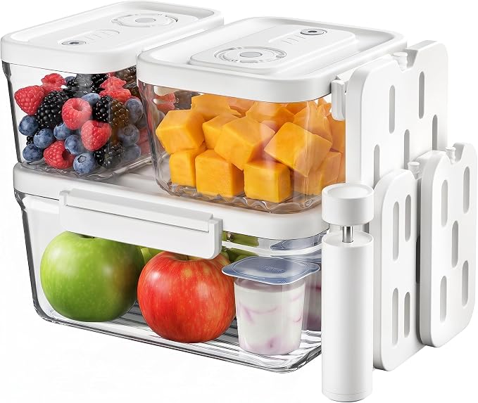 Food Storage Containers with Lids Airtight Set, BPA Free, Vacuum Container | Vacuum Container Set with Ice Packs for Lunch Boxes & Coolers - Freezer Packs for Kitchen, Fridge, Camping, Picnic by SlowSLog