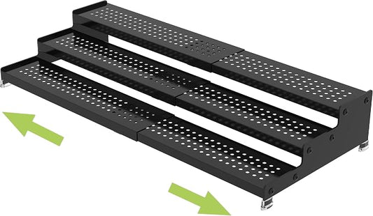 Jojocross Metal Spice Rack Organizer for Cabinet, 3 Tier Expandable Spice Storage shelf, Great for Kitchen Cabinets, Cupboard,Pantry and Countertop More,Metal plate with hole(1PACK/BLACK) by JOJOCROSSHIGHQUALITYLIFE