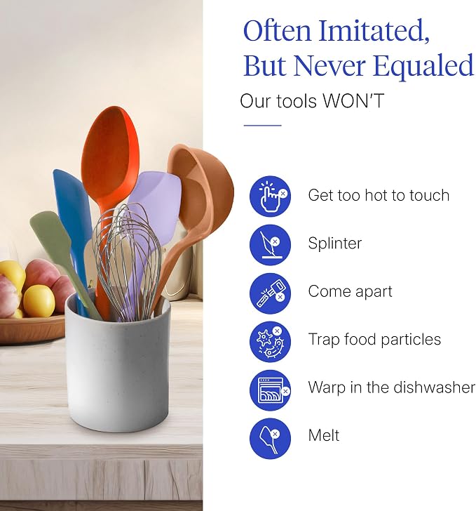 GIR: Get It Right 10-Piece Silicone Ultimate Kitchen Utensil Set – Spatulas, Ladle, Flip, Spoons, Whisk, Peeler & Spoonula – Nonstick, Non-Toxic, Heat-Resistant – Mediterranean - Image 5